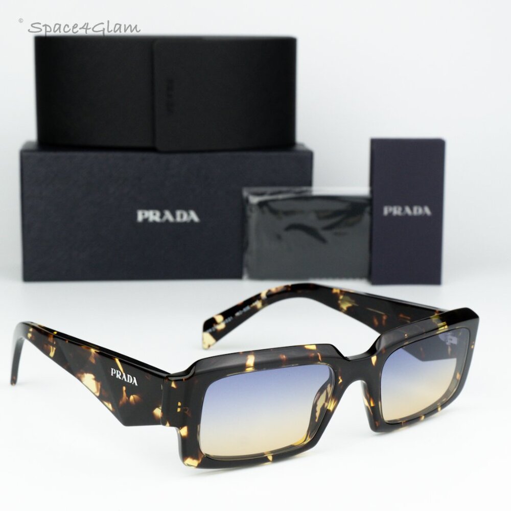 NEW Prada PR27ZS 16O50E Black Tortoise Gradient Yellow Blue Square Sunglasses